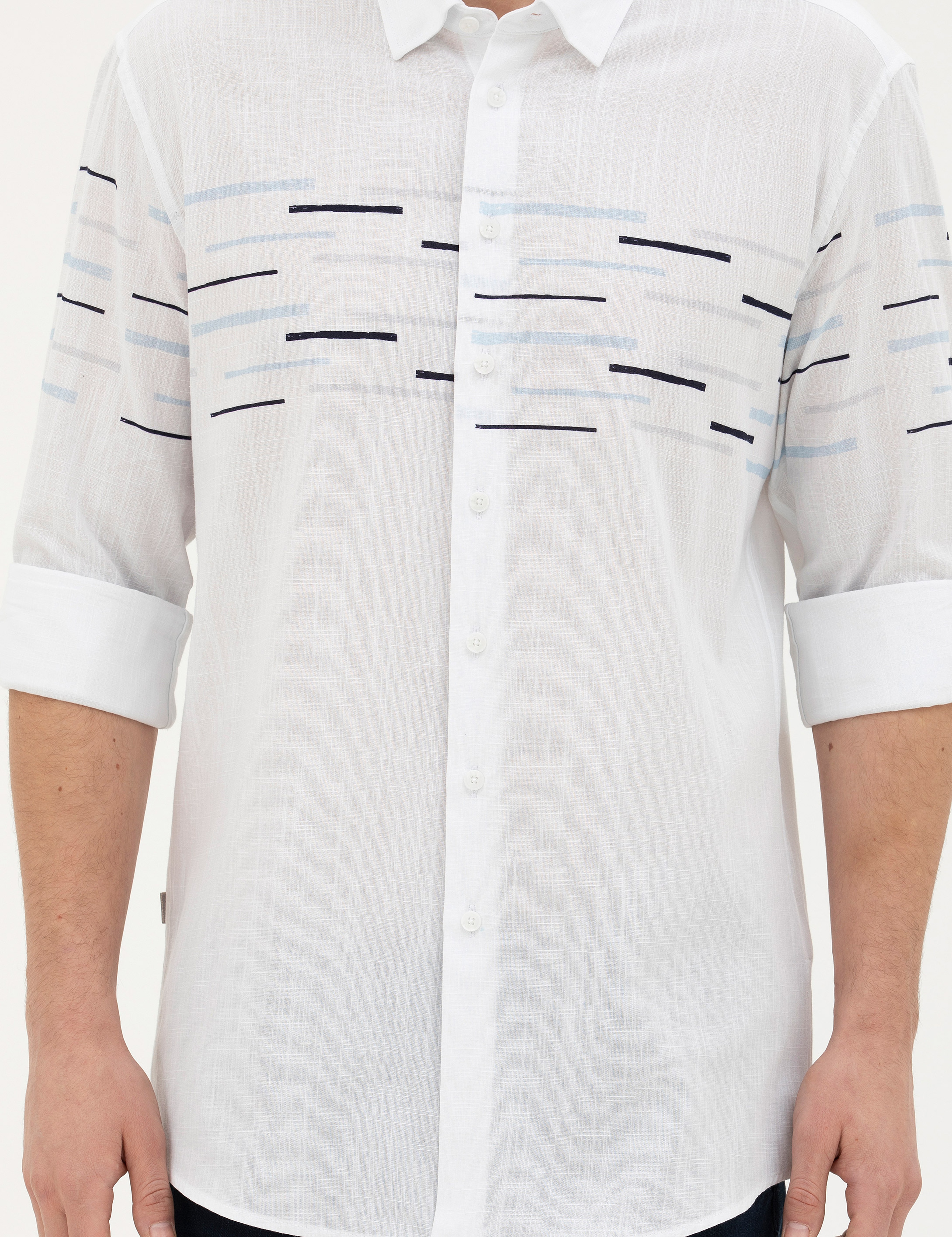 Lacivert Slim Fit Uzun Kollu Gömlek - Image 6