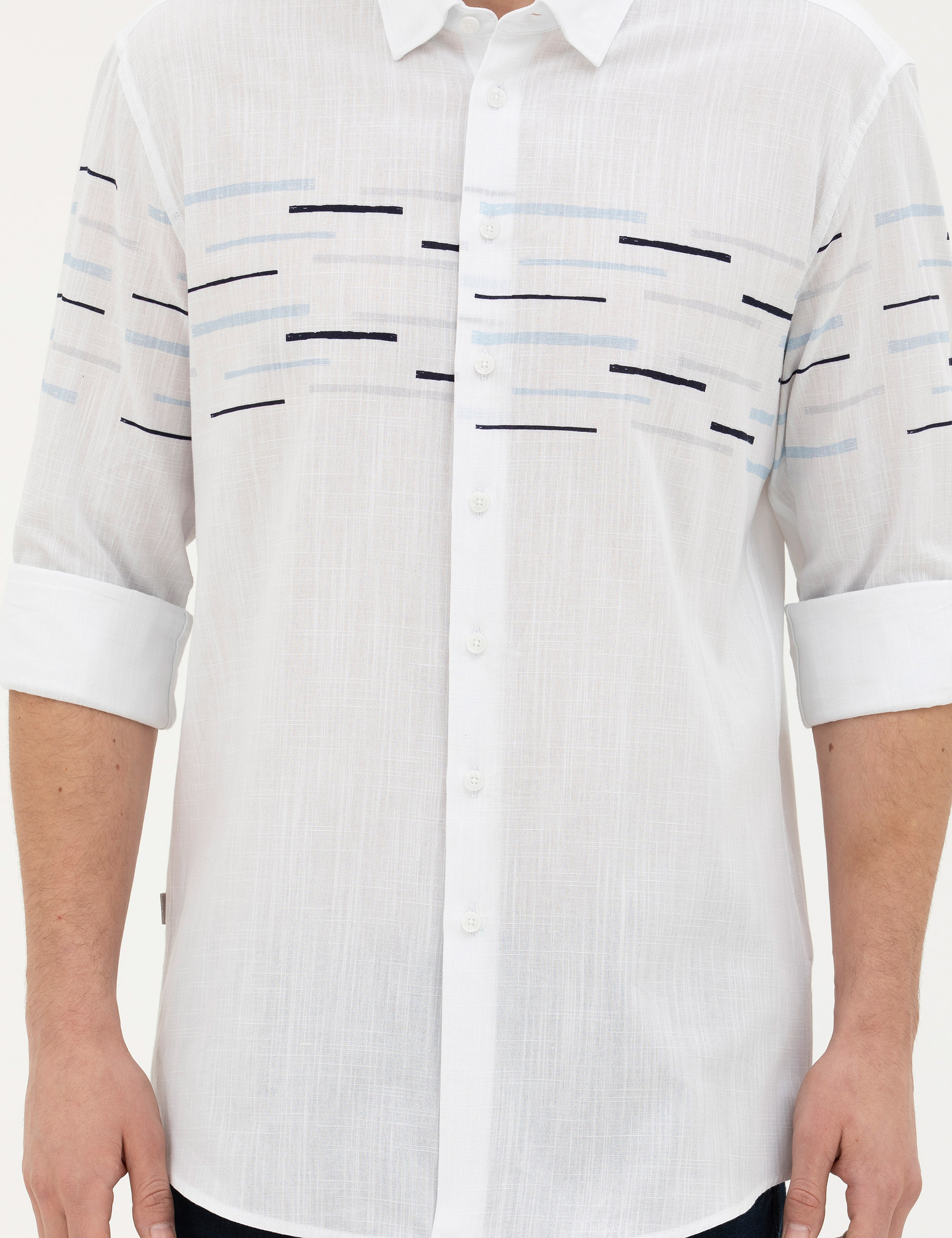 Lacivert Slim Fit Uzun Kollu Gömlek