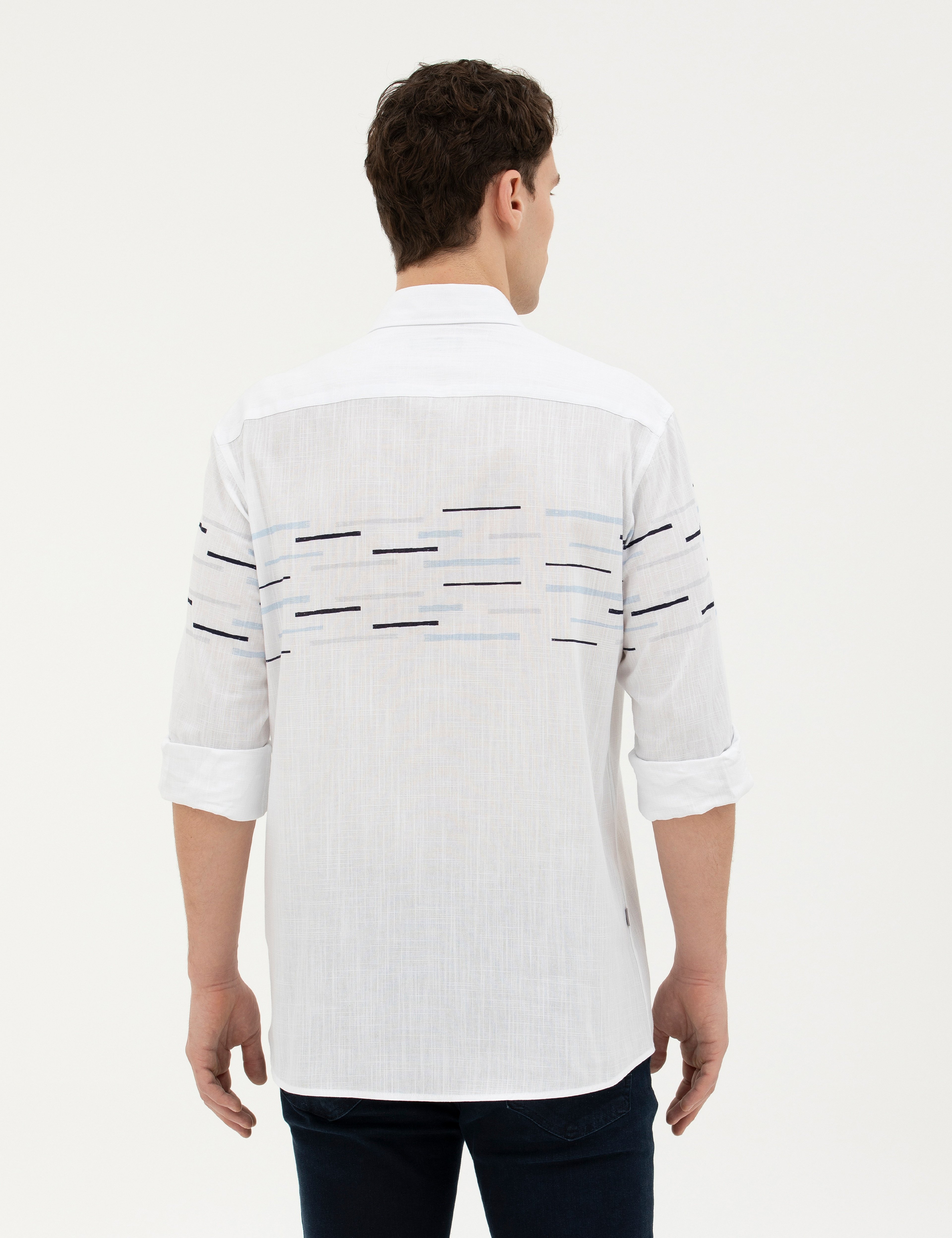 Lacivert Slim Fit Uzun Kollu Gömlek