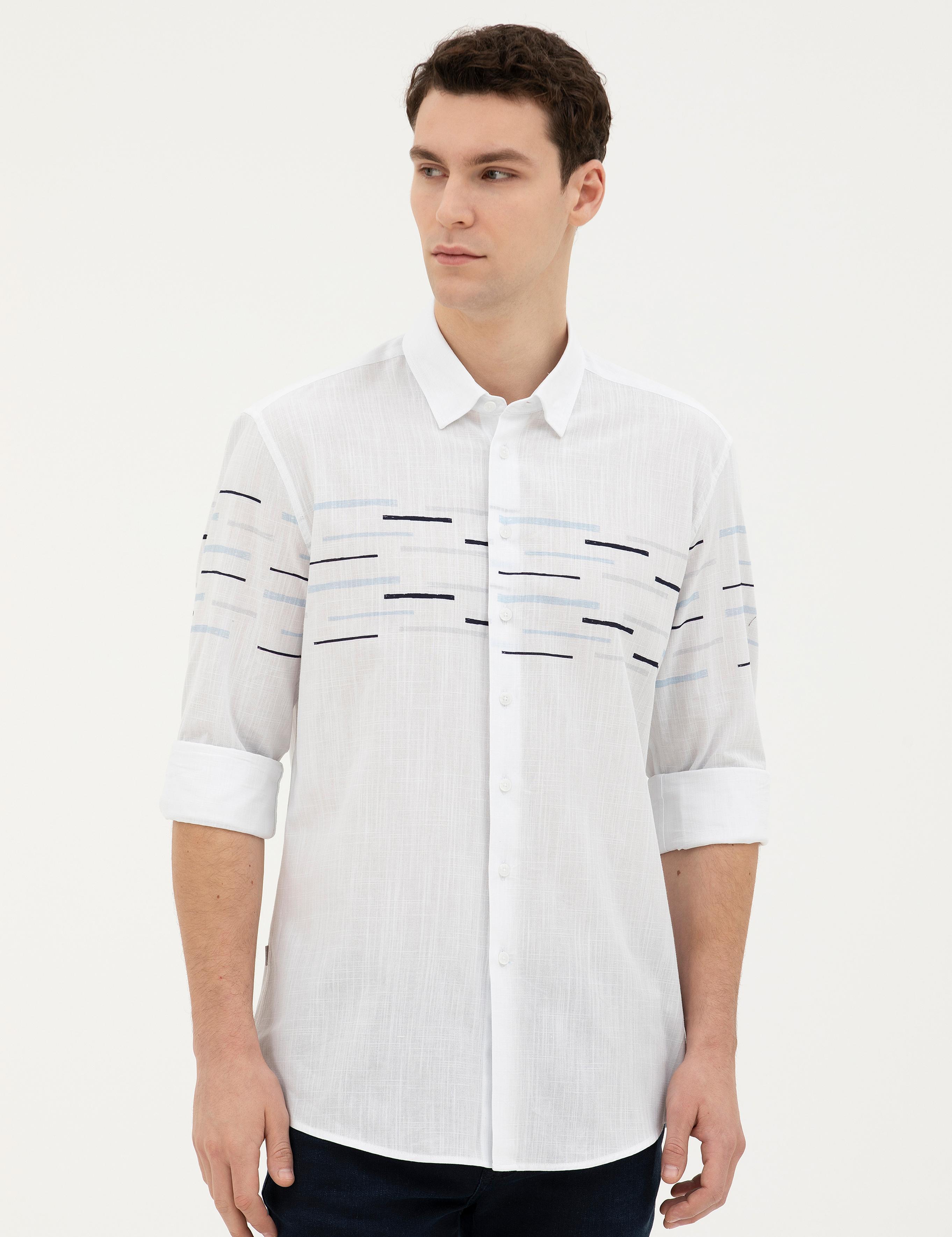 Lacivert Slim Fit Uzun Kollu Gömlek