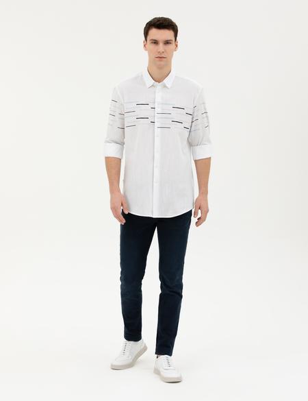 Lacivert Slim Fit Uzun Kollu Gömlek - 50284922006