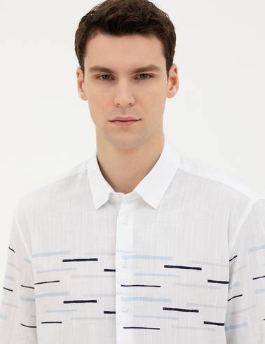 Lacivert Slim Fit Uzun Kollu Gömlek