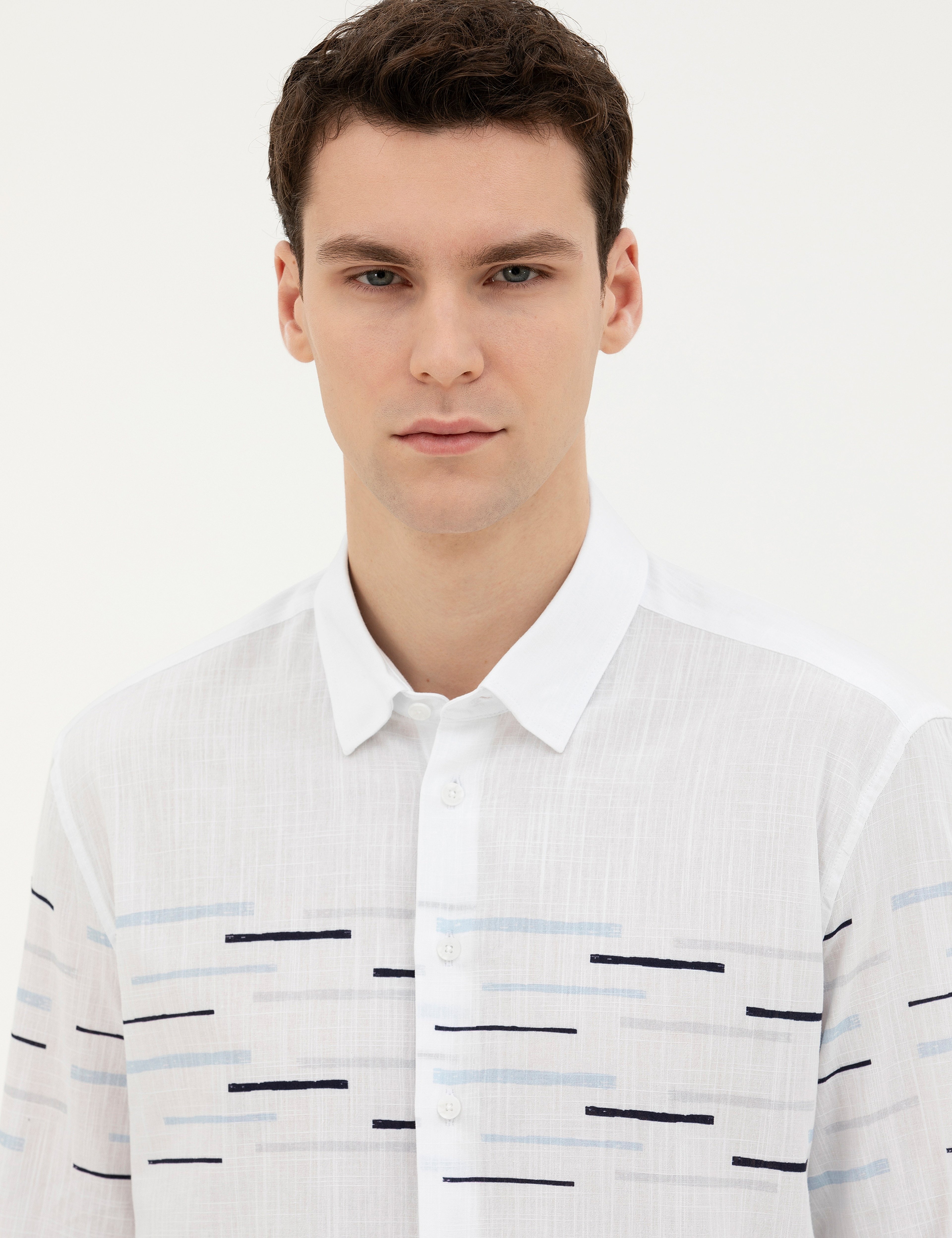 Lacivert Slim Fit Uzun Kollu Gömlek