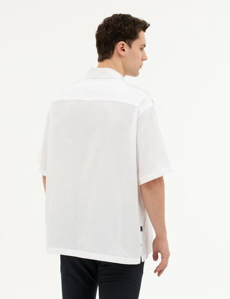 Beyaz Oversize Kısa Kollu Gömlek - 50285530041