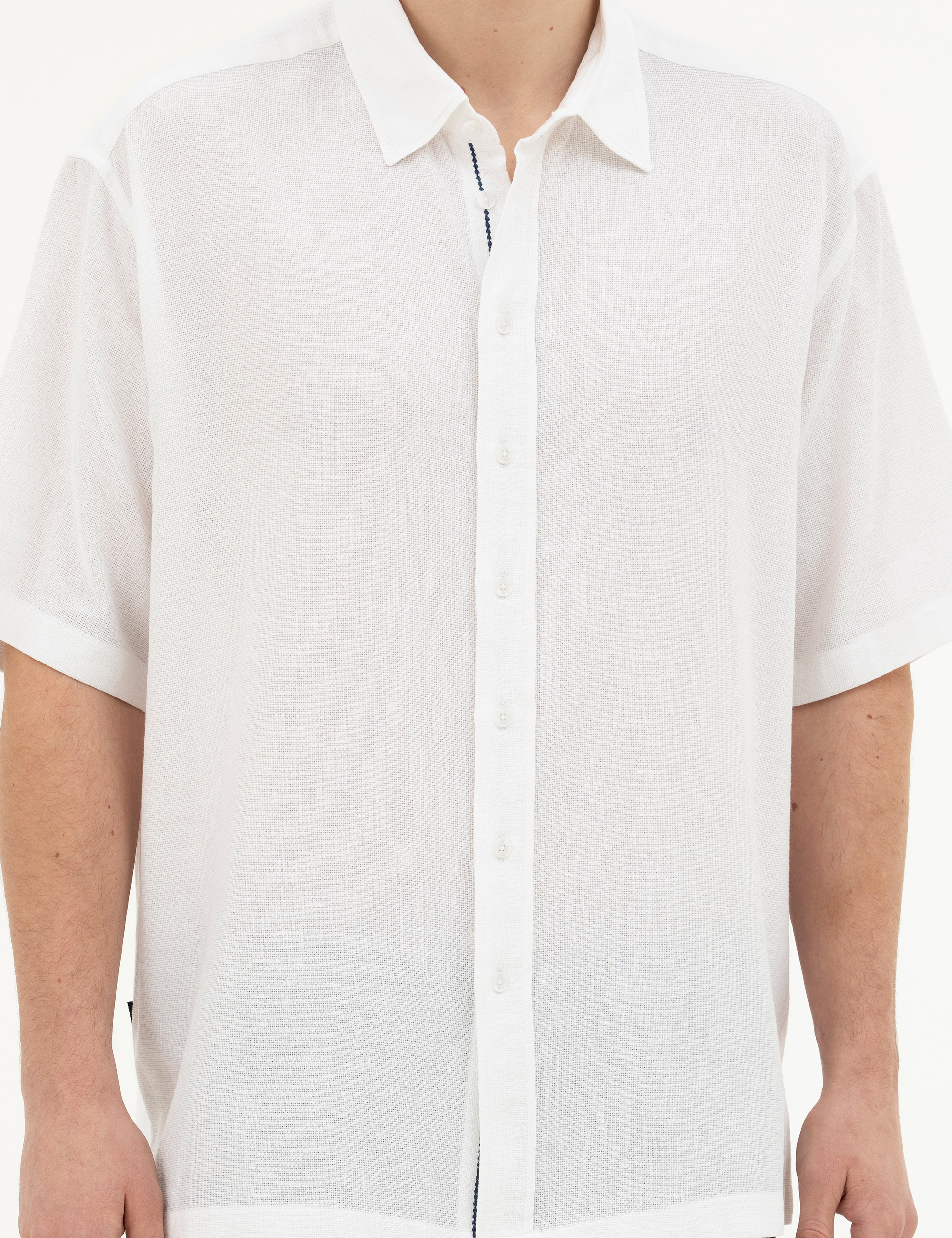 Beyaz Oversize Kısa Kollu Gömlek - Image 6