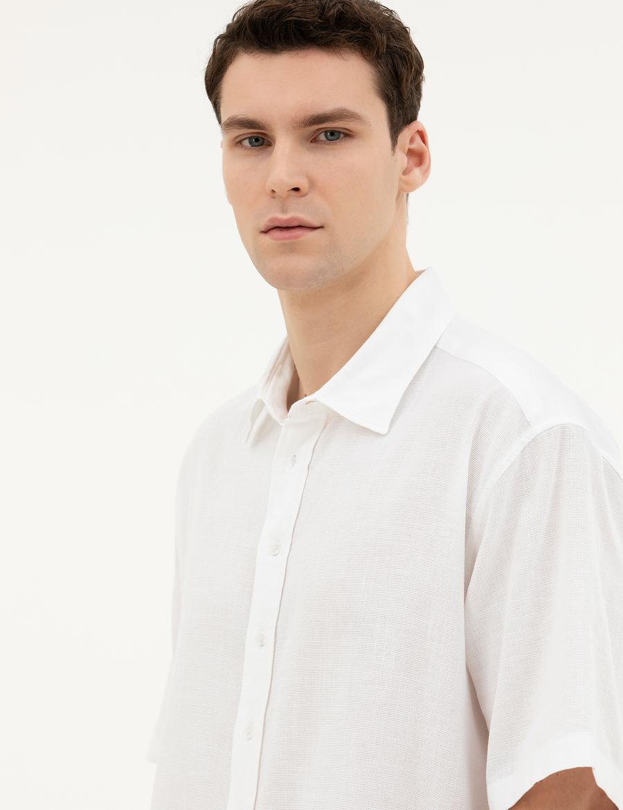 Beyaz Oversize Kısa Kollu Gömlek