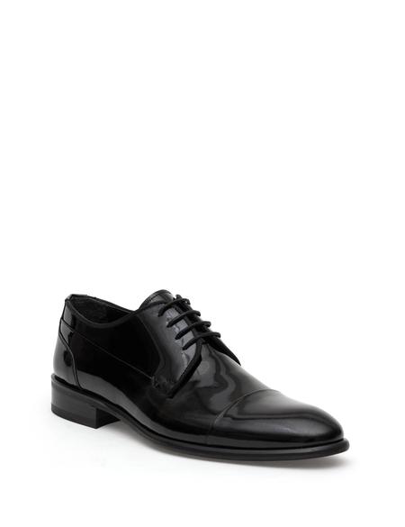 Siyah %100 Deri Damatlık Rugan Klasik Ayakkabı - 50287746002