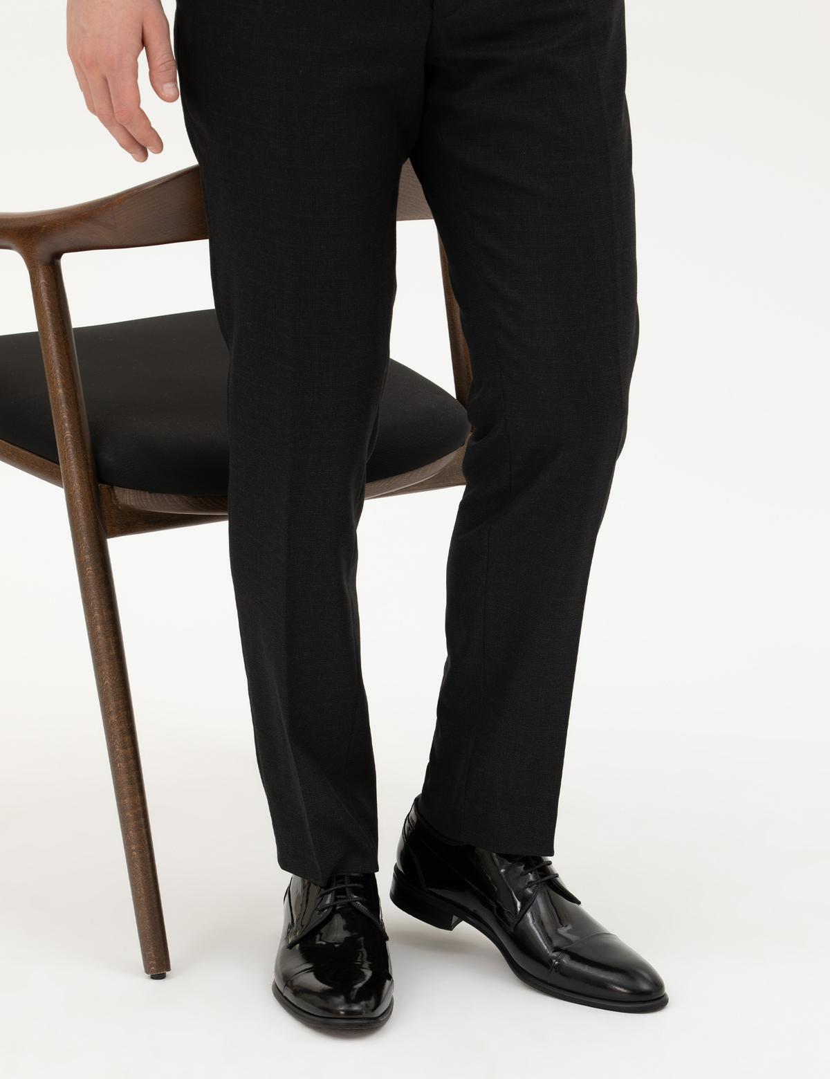 Siyah %100 Deri Damatlık Rugan Klasik Ayakkabı - 50287746002