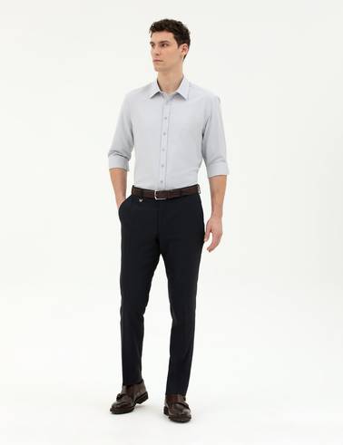 Gri Slim Fit Uzun Kollu Gömlek