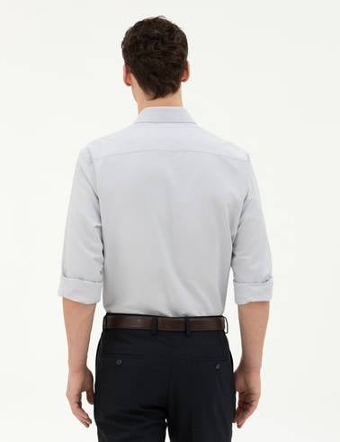 Gri Slim Fit Uzun Kollu Gömlek