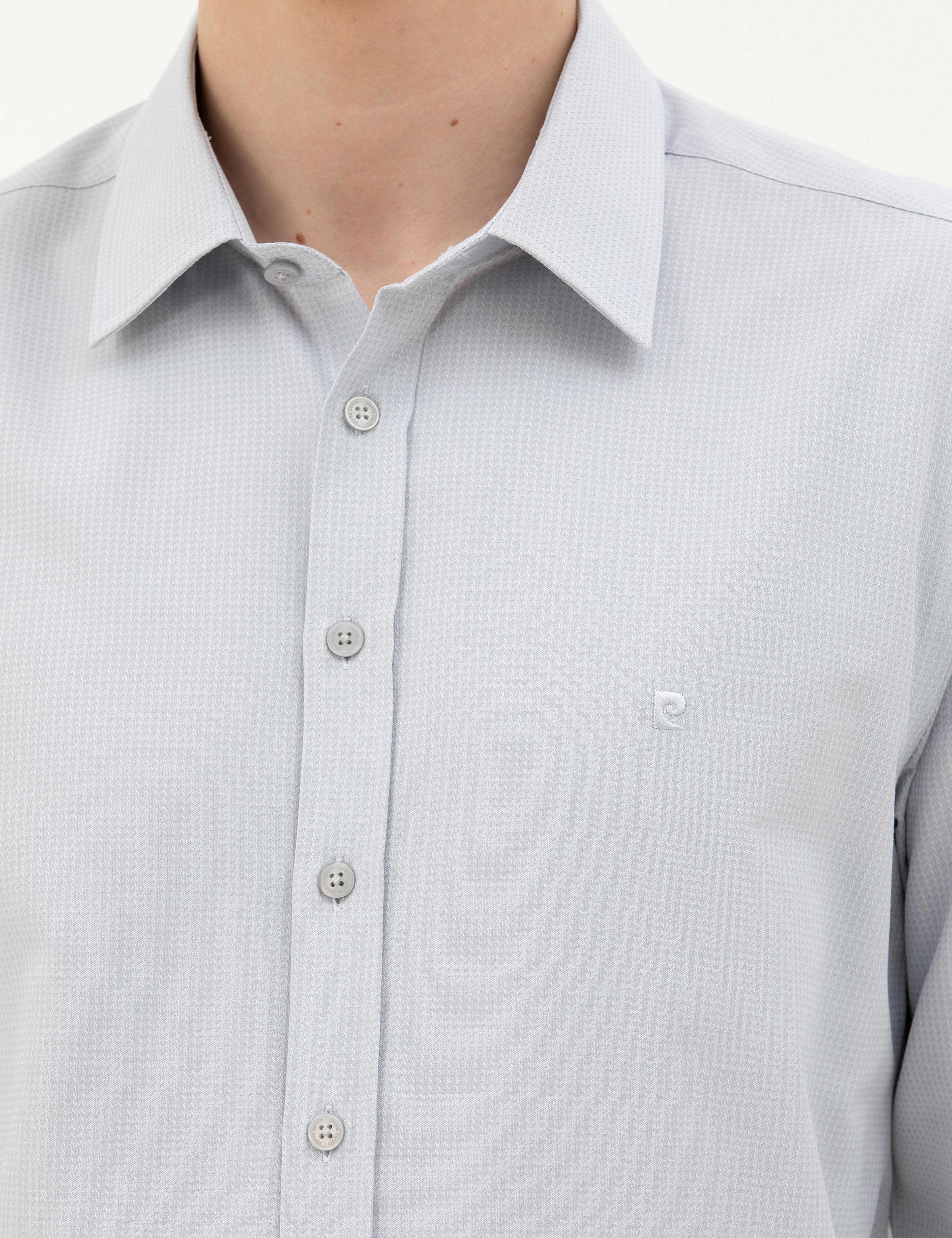 Gri Slim Fit Uzun Kollu Gömlek - Image 7