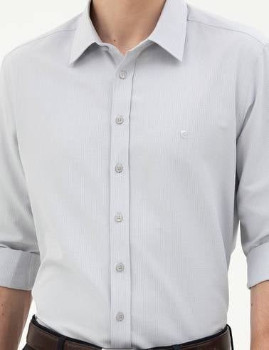 Gri Slim Fit Uzun Kollu Gömlek