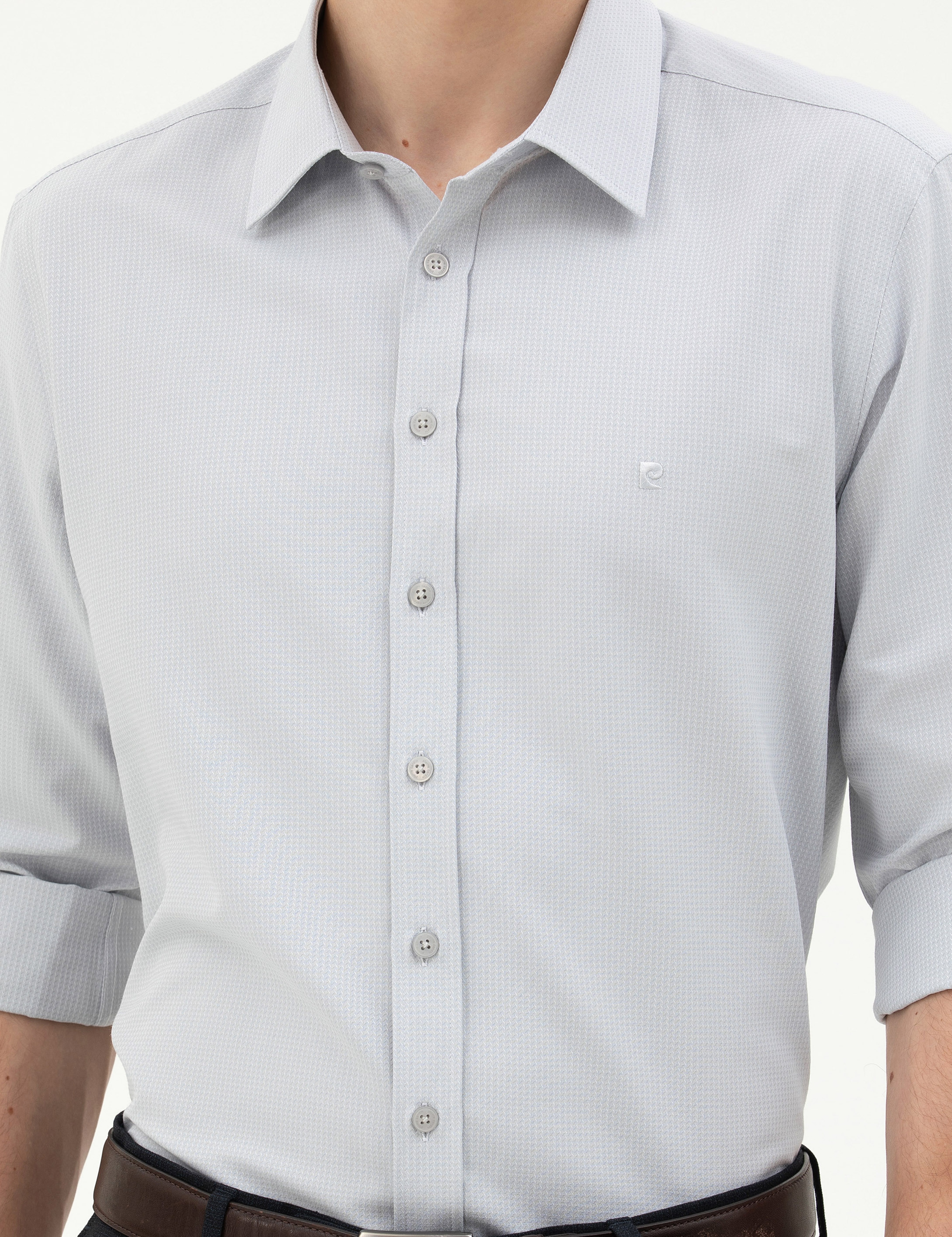 Gri Slim Fit Uzun Kollu Gömlek - Image 6