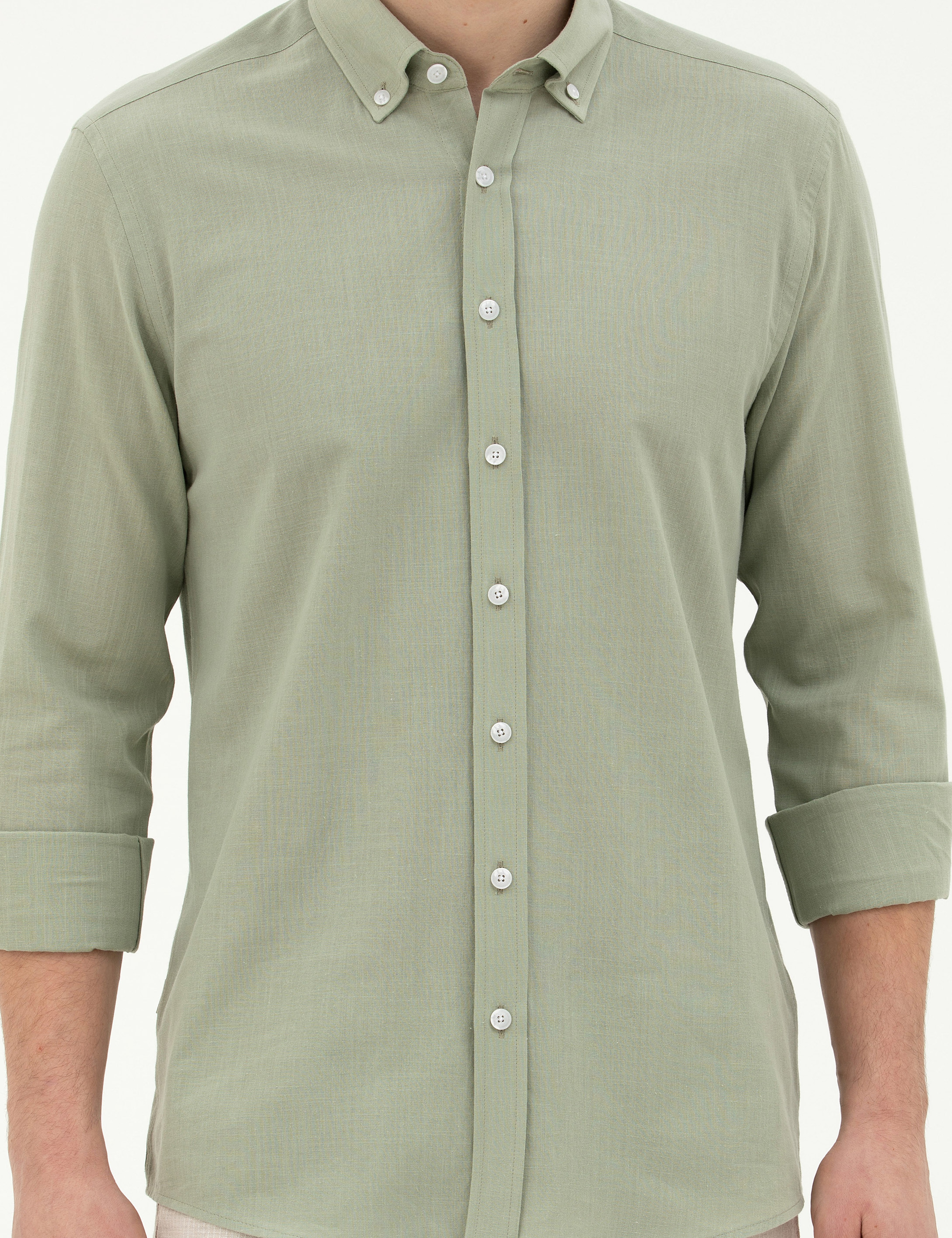 Yeşil Slim Fit Uzun Kollu Gömlek - Image 6