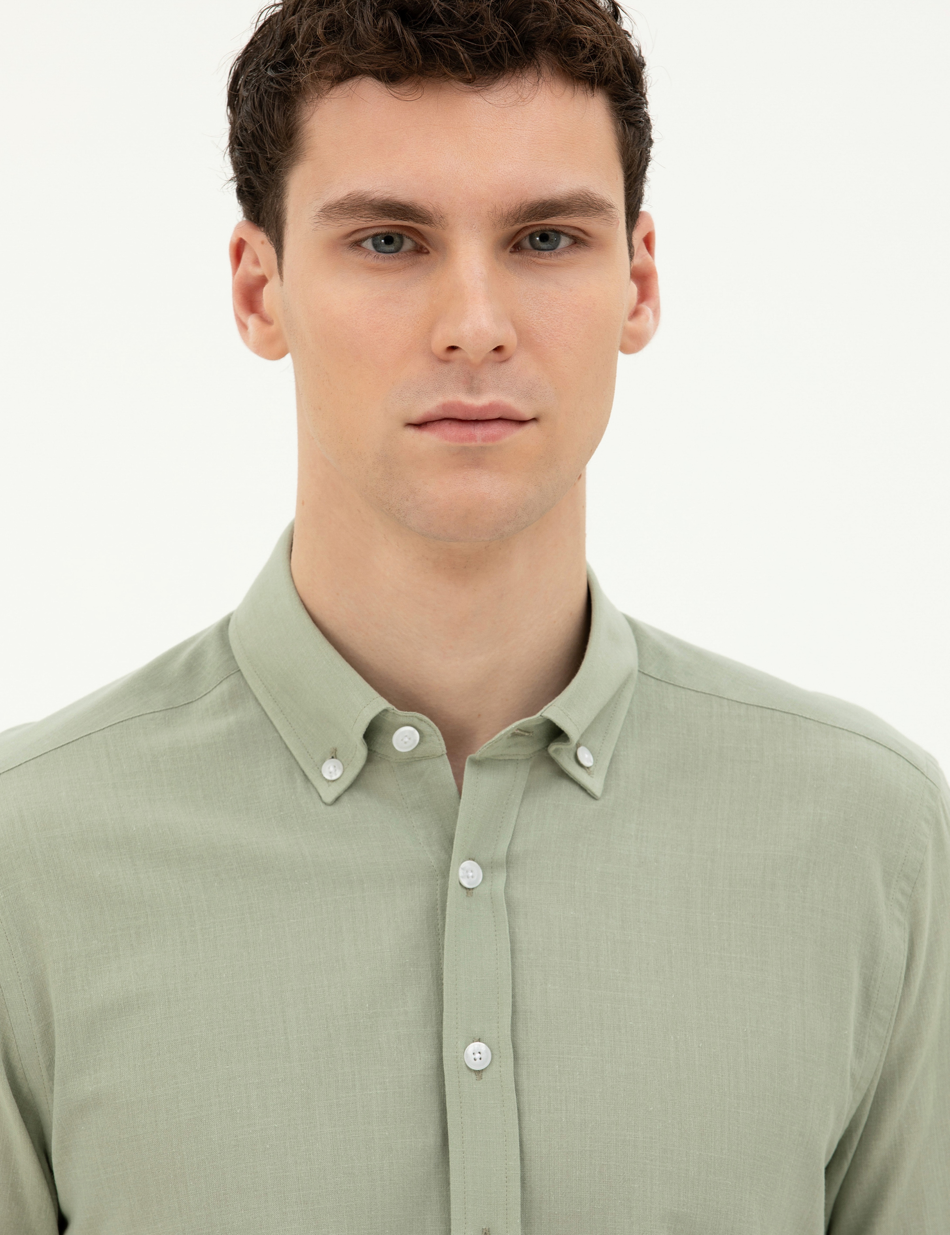 Yeşil Slim Fit Uzun Kollu Gömlek - Image 2