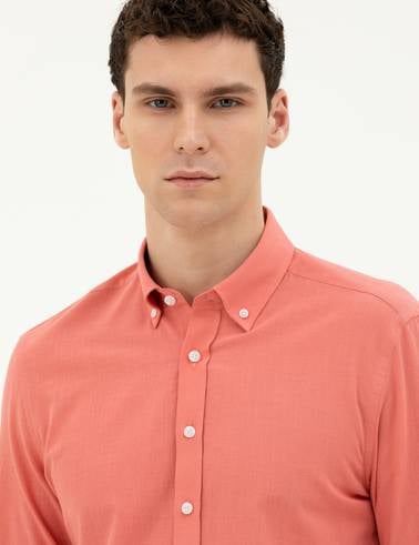 Pembe Slim Fit Uzun Kollu Gömlek