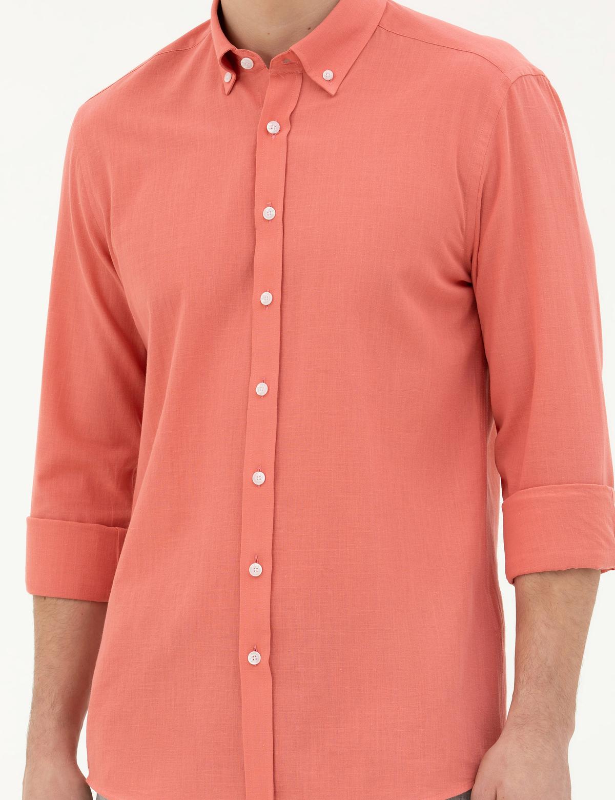 Pembe Slim Fit Uzun Kollu Gömlek - 50283343028