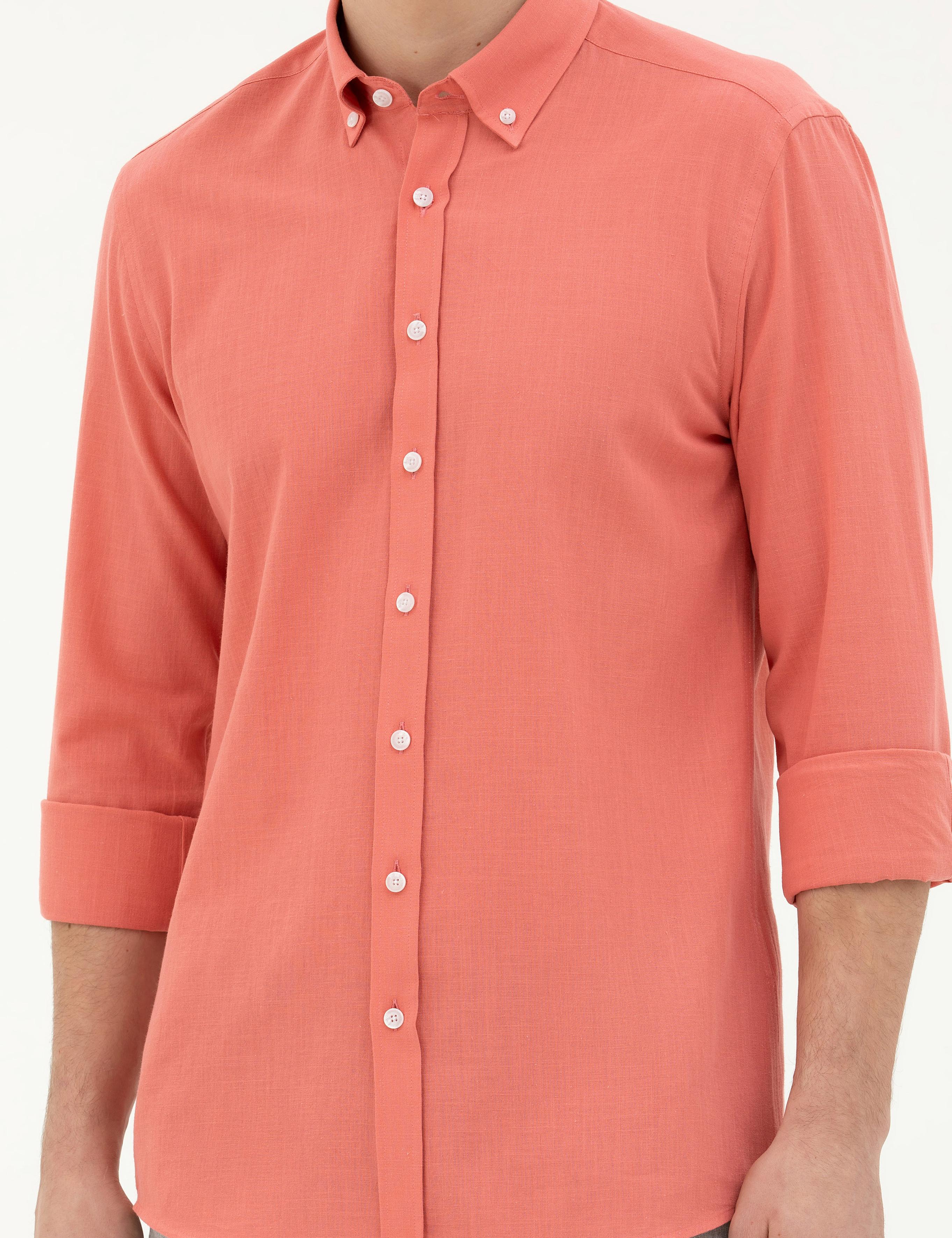 Pembe Slim Fit Uzun Kollu Gömlek