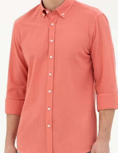 Pembe Slim Fit Uzun Kollu Gömlek