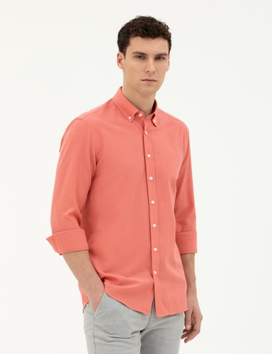 Pembe Slim Fit Uzun Kollu Gömlek