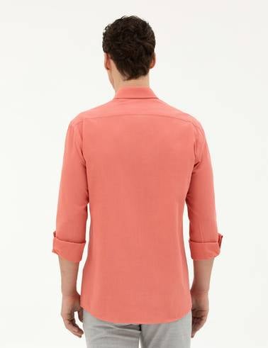 Pembe Slim Fit Uzun Kollu Gömlek