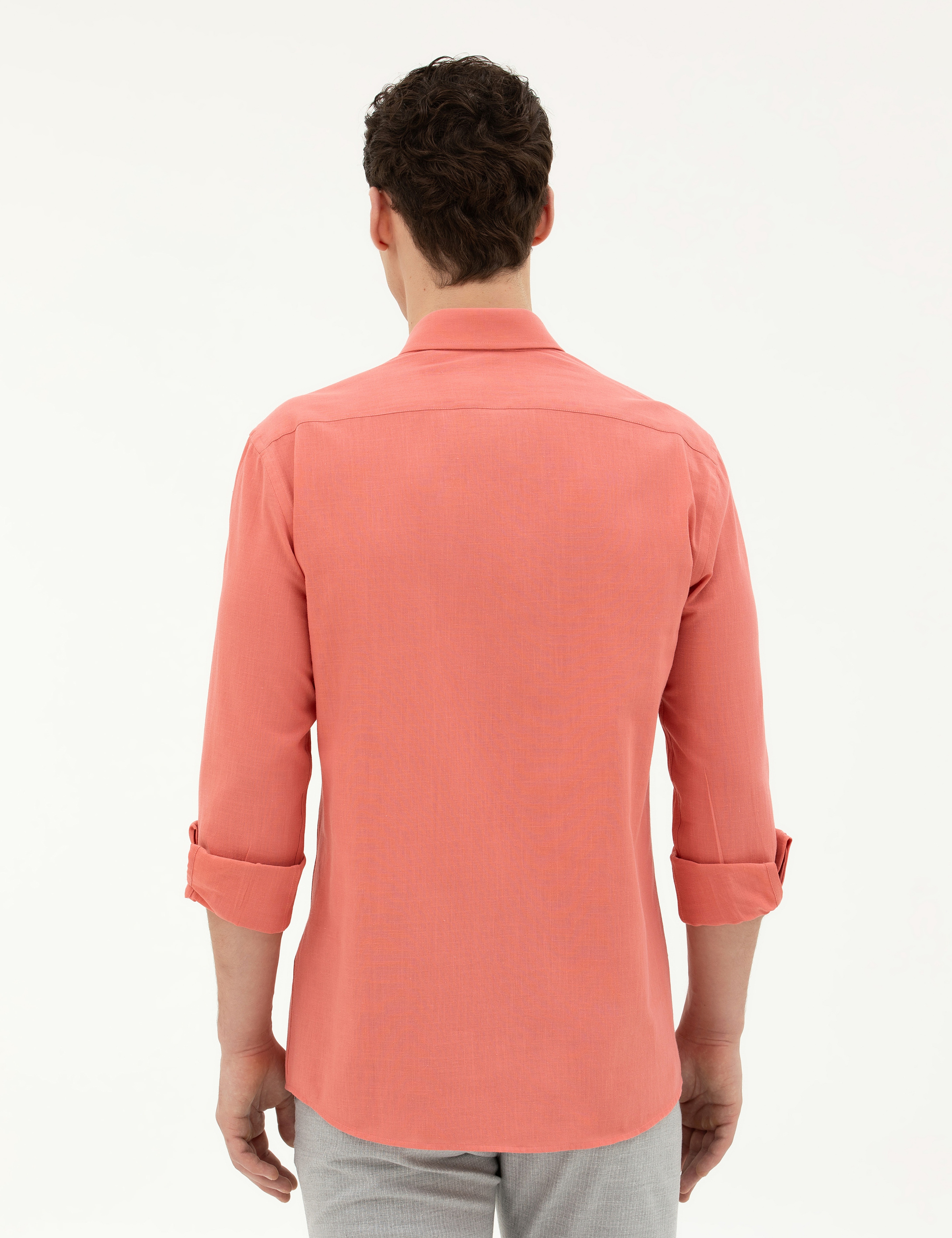 Pembe Slim Fit Uzun Kollu Gömlek