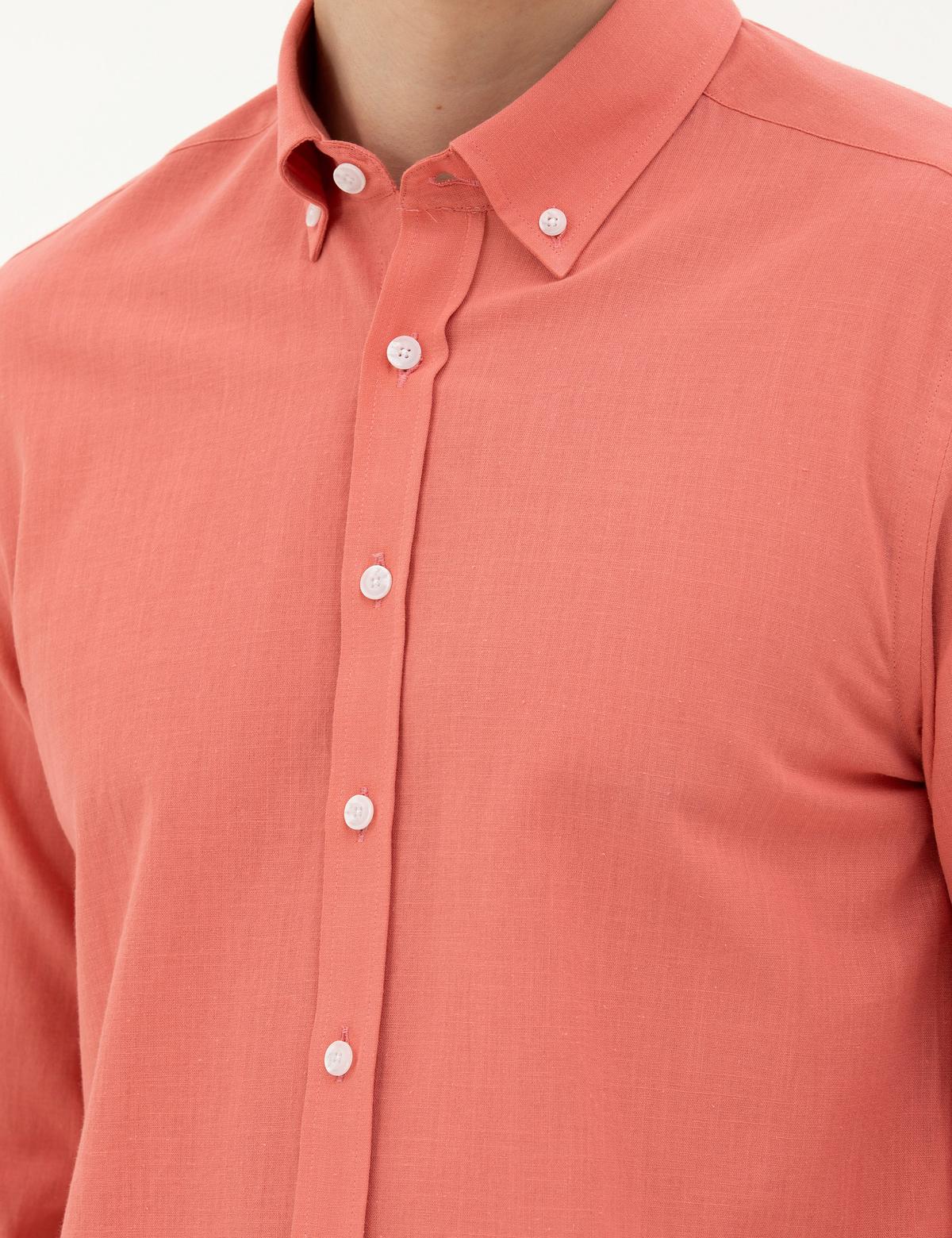 Pembe Slim Fit Uzun Kollu Gömlek - 50283343028