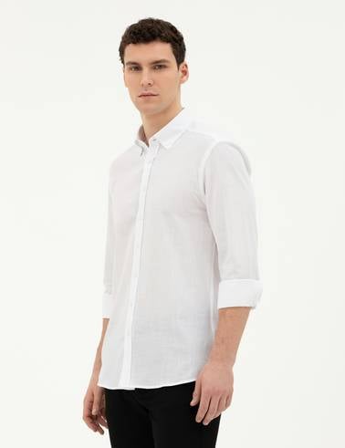 Beyaz Slim Fit Uzun Kollu Gömlek