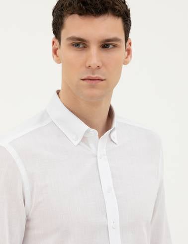 Beyaz Slim Fit Uzun Kollu Gömlek