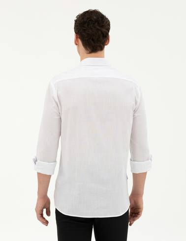 Beyaz Slim Fit Uzun Kollu Gömlek