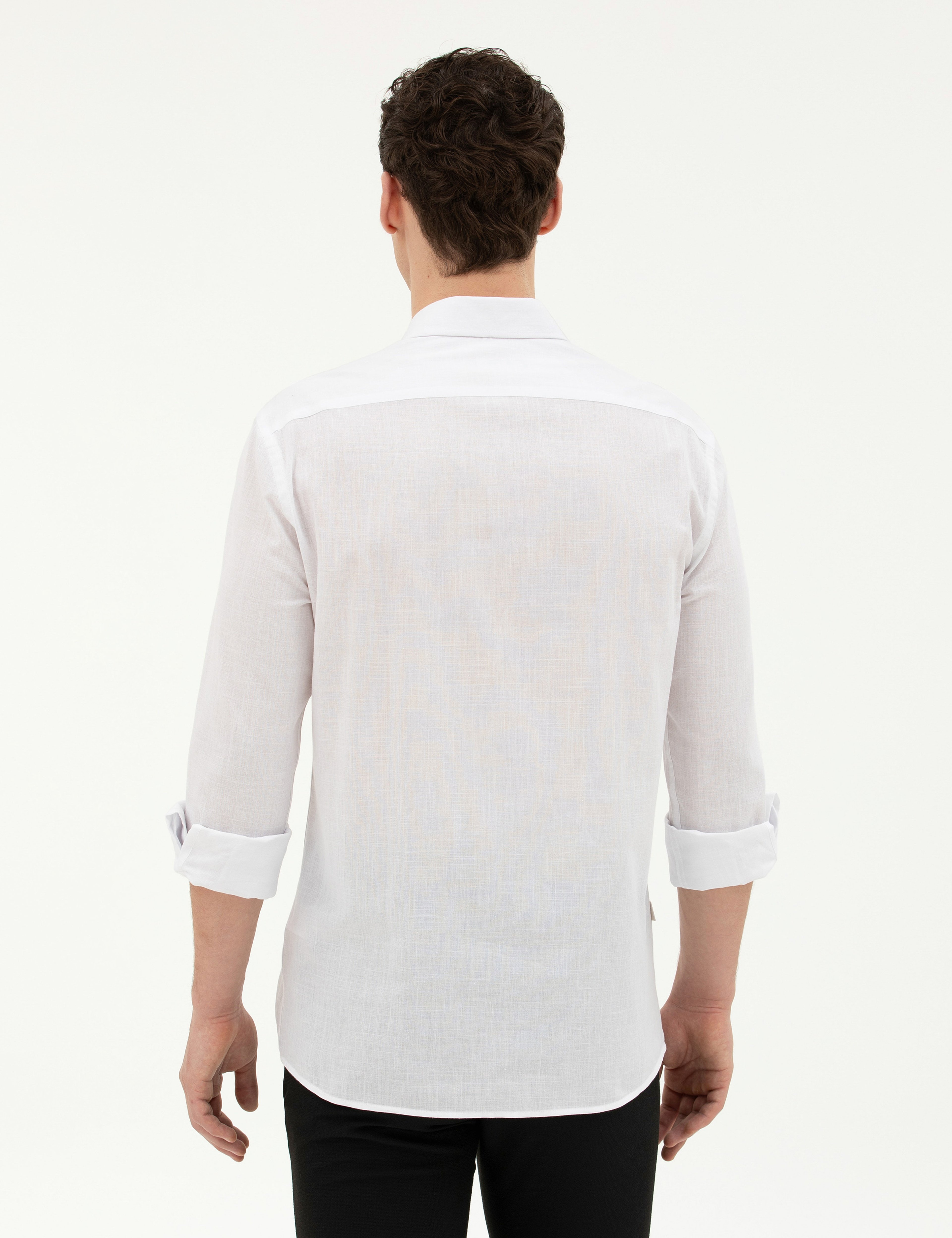 Beyaz Slim Fit Uzun Kollu Gömlek