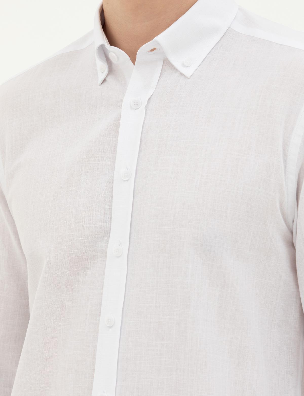 Beyaz Slim Fit Uzun Kollu Gömlek - 50283343082