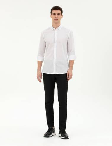 Beyaz Slim Fit Uzun Kollu Gömlek