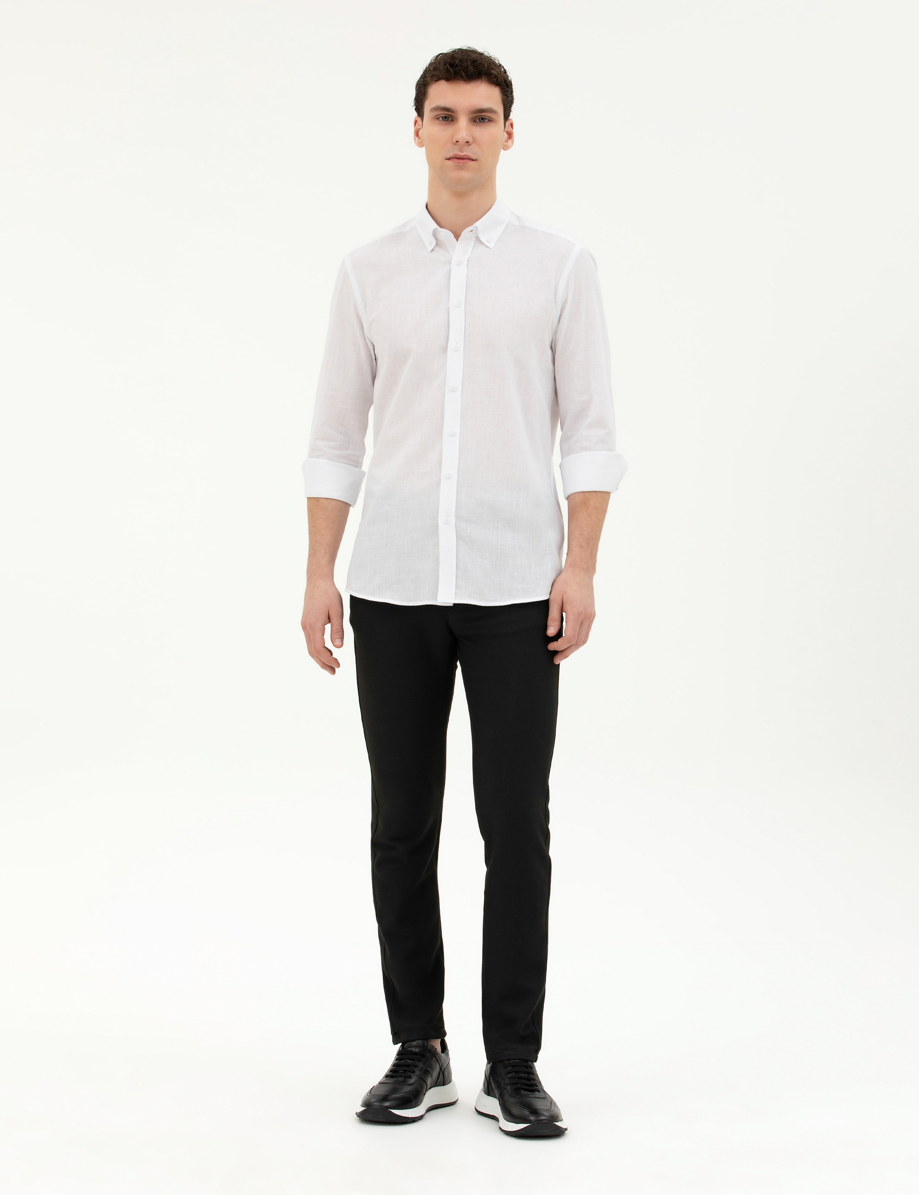 Beyaz Slim Fit Uzun Kollu Gömlek - Image 4