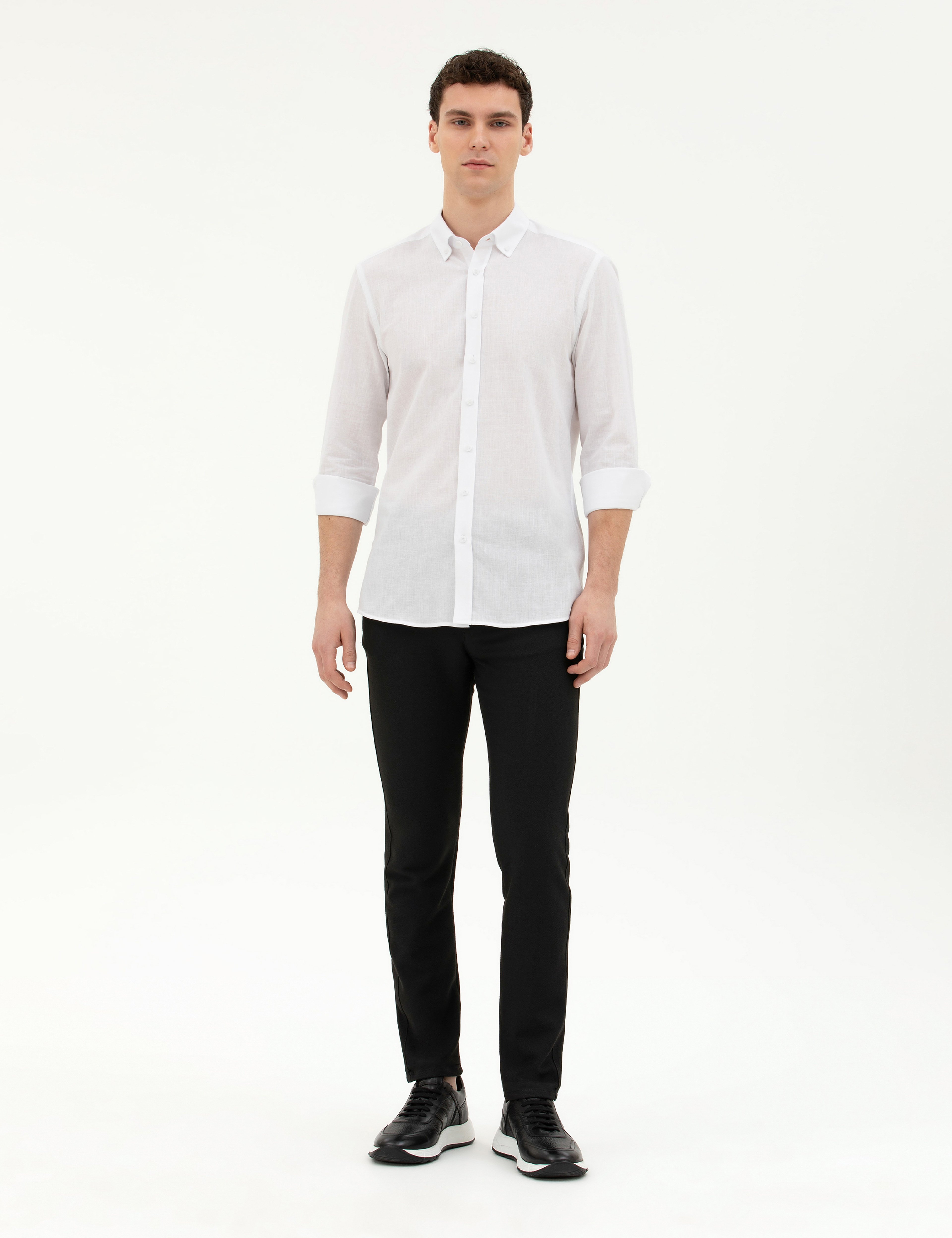 Beyaz Slim Fit Uzun Kollu Gömlek