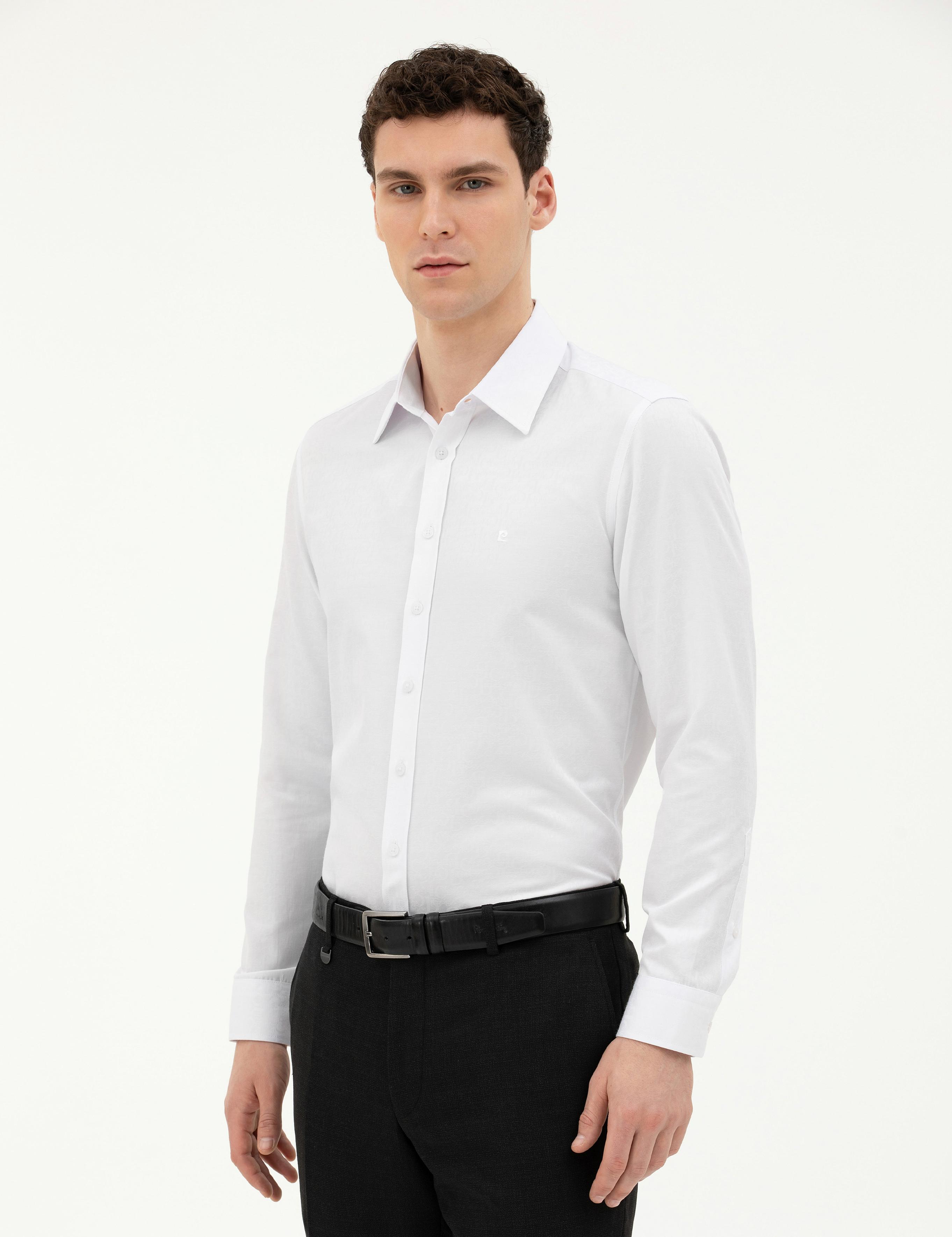 Beyaz Slim Fit Uzun Kollu Gömlek