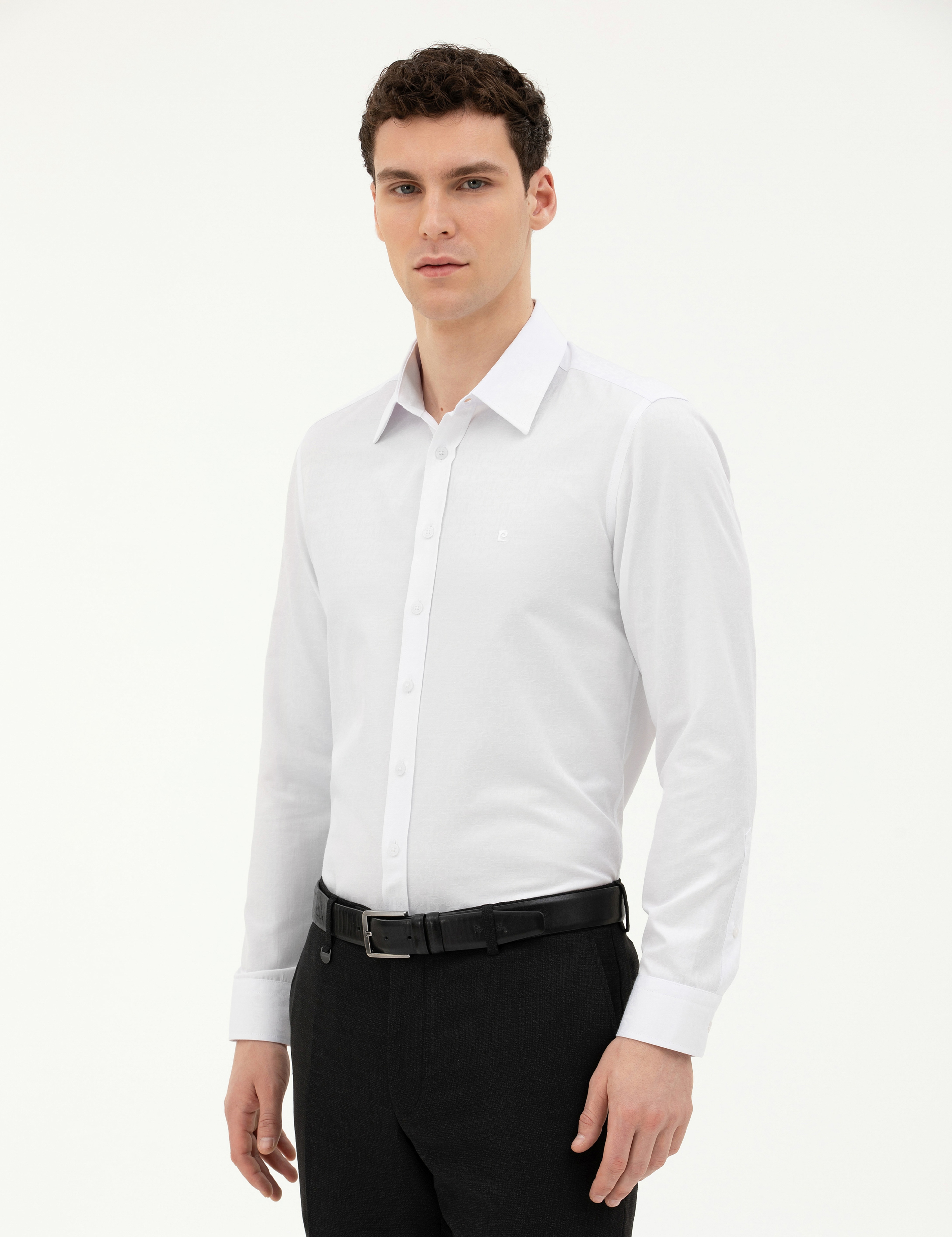 Beyaz Slim Fit Uzun Kollu Gömlek - Image 3
