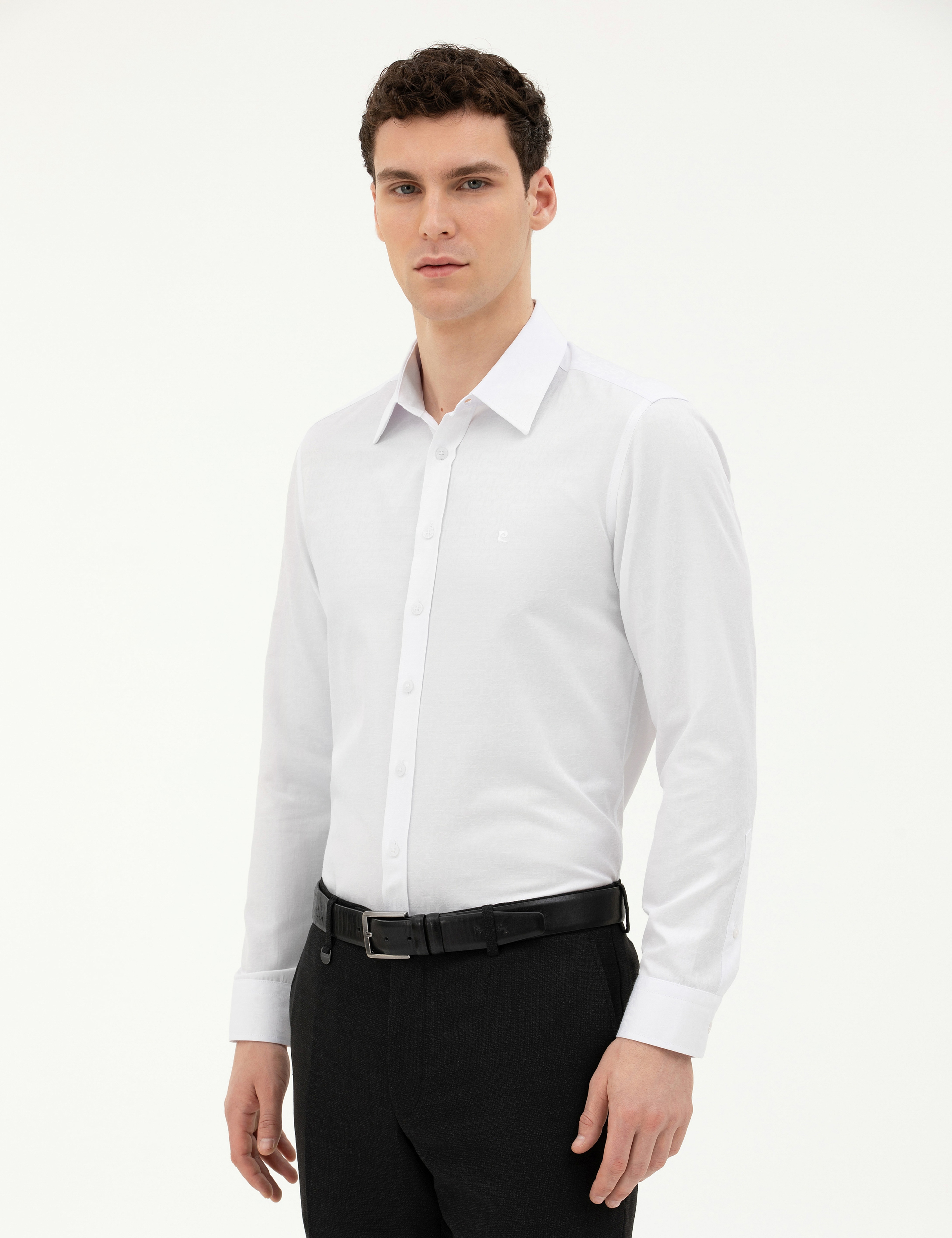 Beyaz Slim Fit Uzun Kollu Gömlek