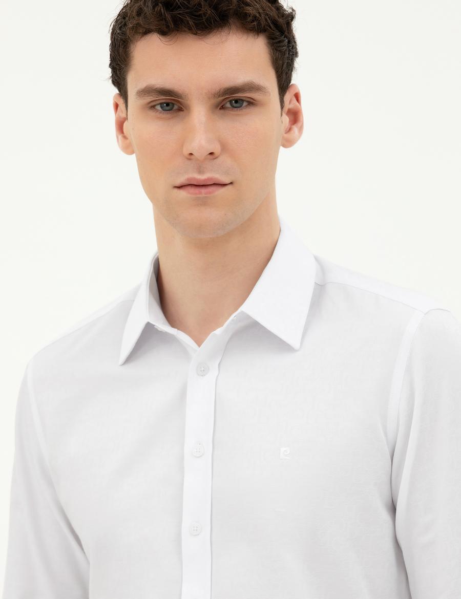 Beyaz Slim Fit Uzun Kollu Gömlek