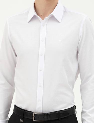Beyaz Slim Fit Uzun Kollu Gömlek