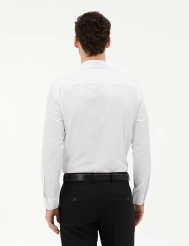 Beyaz Slim Fit Uzun Kollu Gömlek