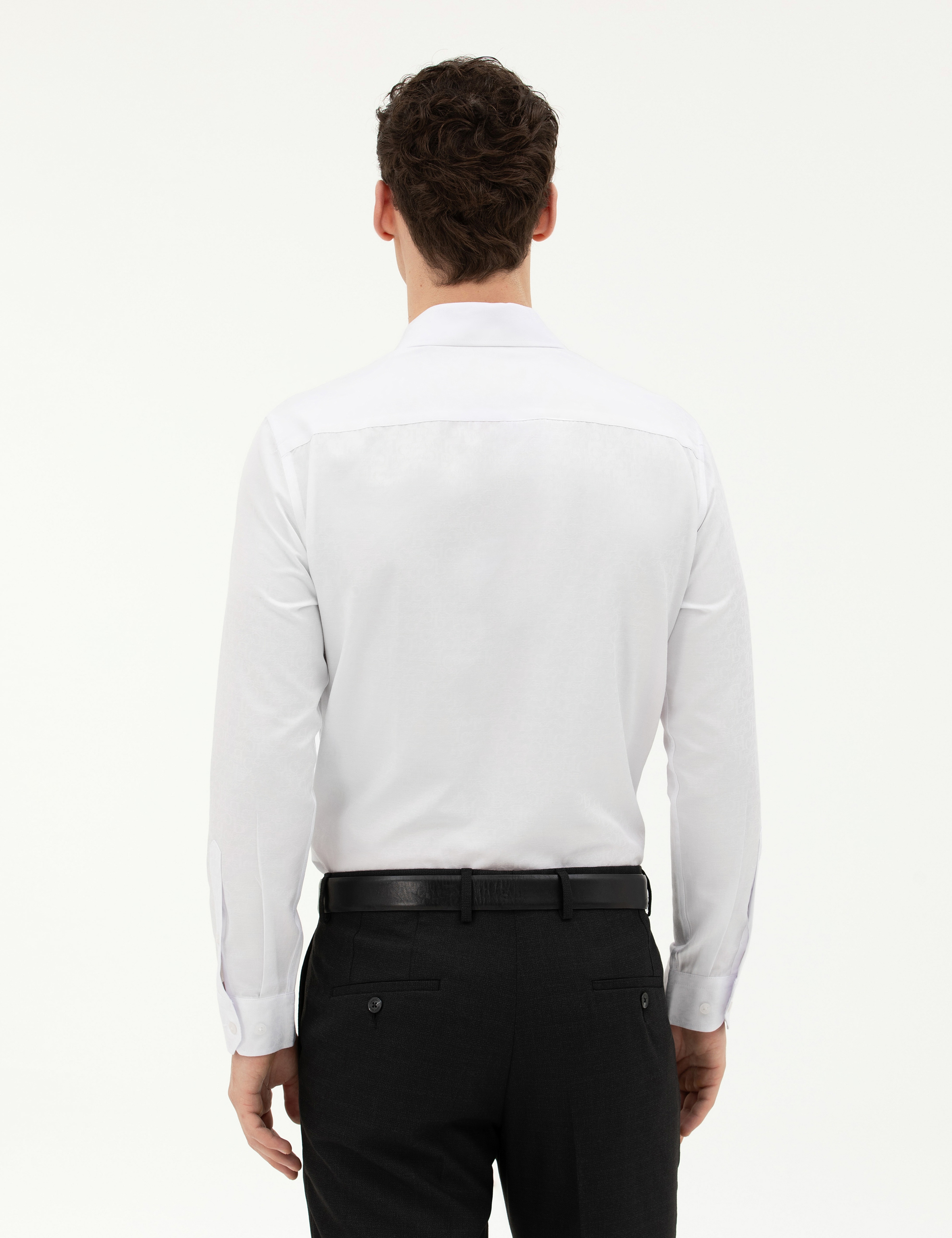 Beyaz Slim Fit Uzun Kollu Gömlek - Image 5