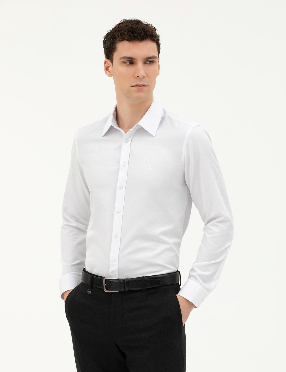 Beyaz Slim Fit Uzun Kollu Gömlek