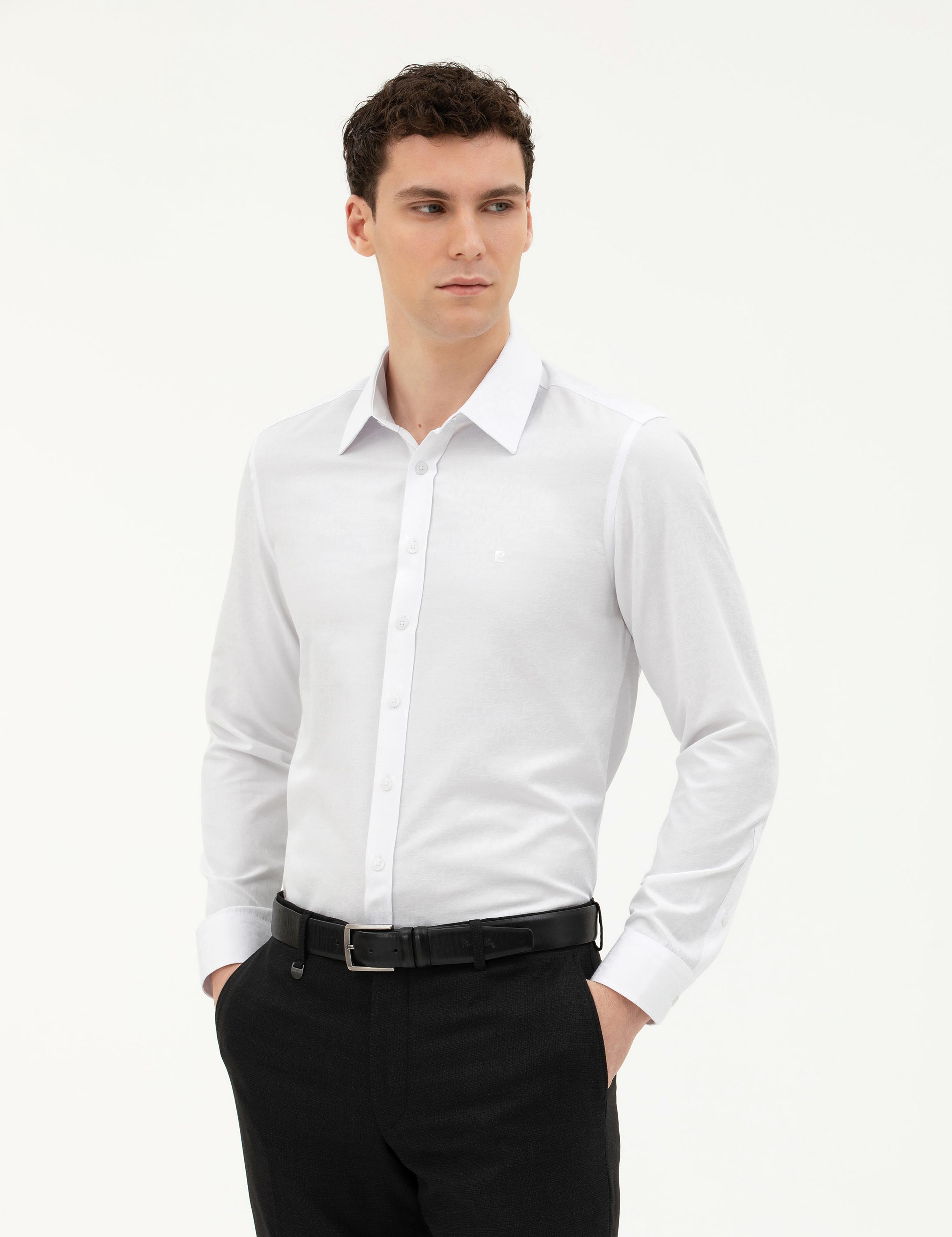 Beyaz Slim Fit Uzun Kollu Gömlek