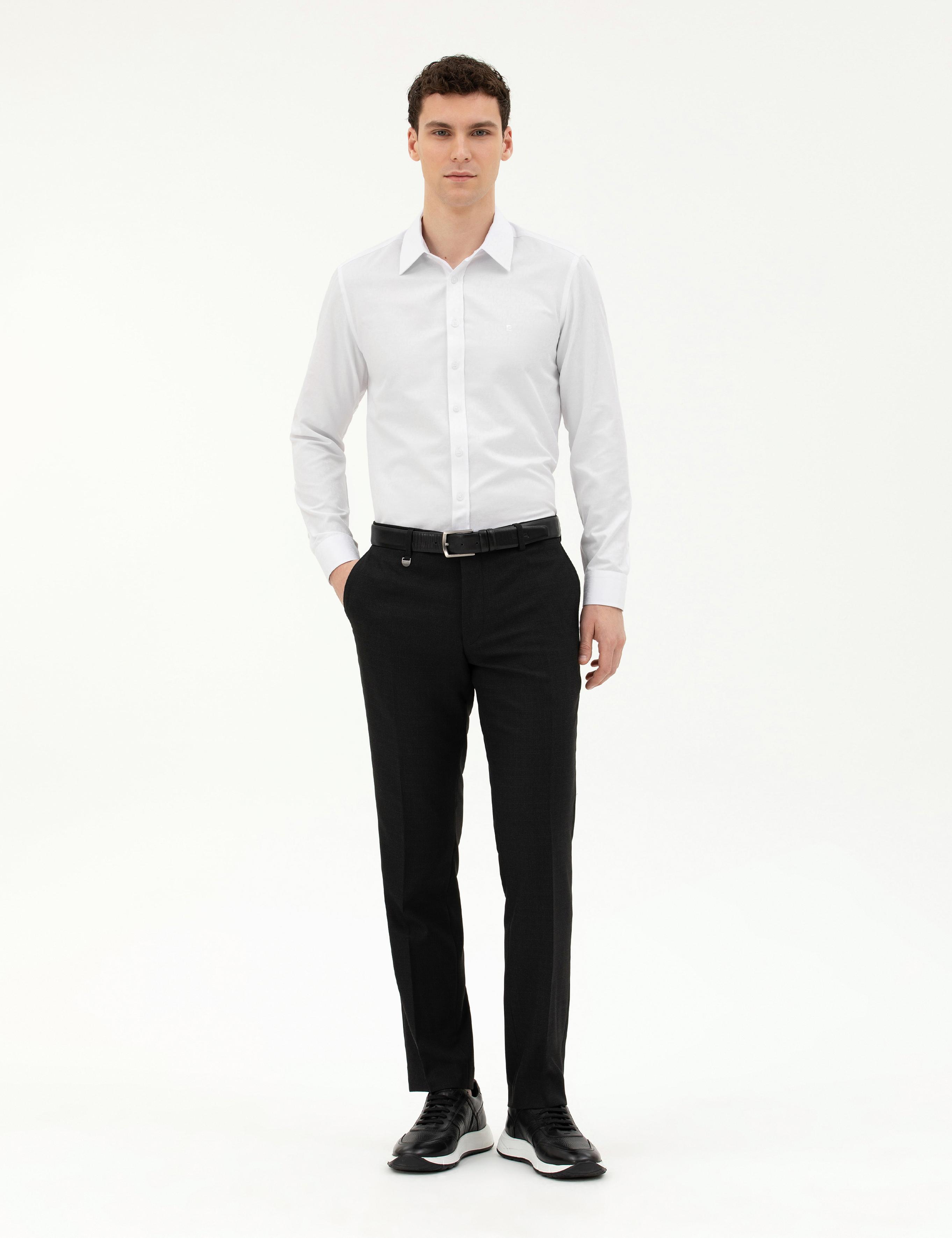 Beyaz Slim Fit Uzun Kollu Gömlek