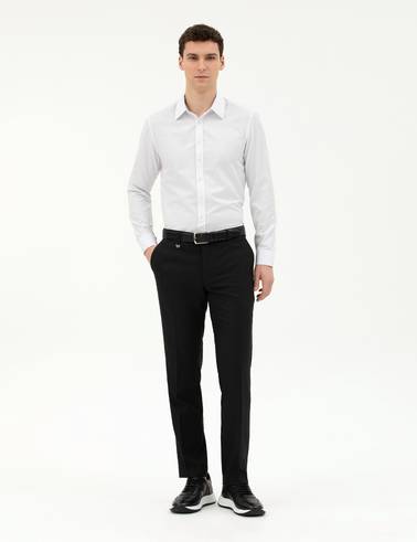 Beyaz Slim Fit Uzun Kollu Gömlek