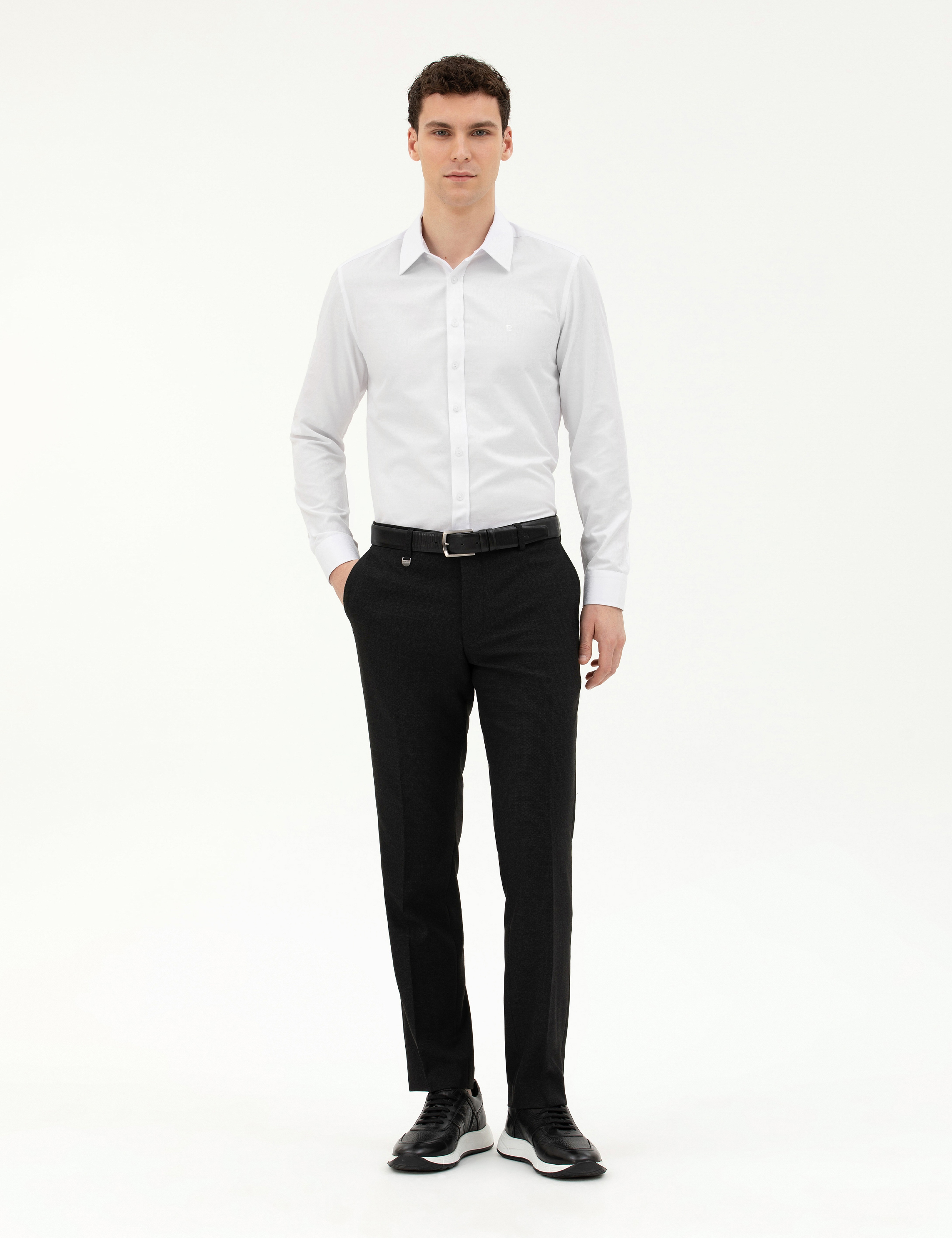 Beyaz Slim Fit Uzun Kollu Gömlek - Image 4