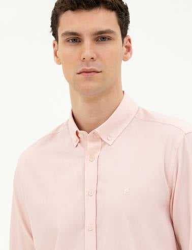 Açık Pembe Slim Fit Uzun Kollu Gömlek