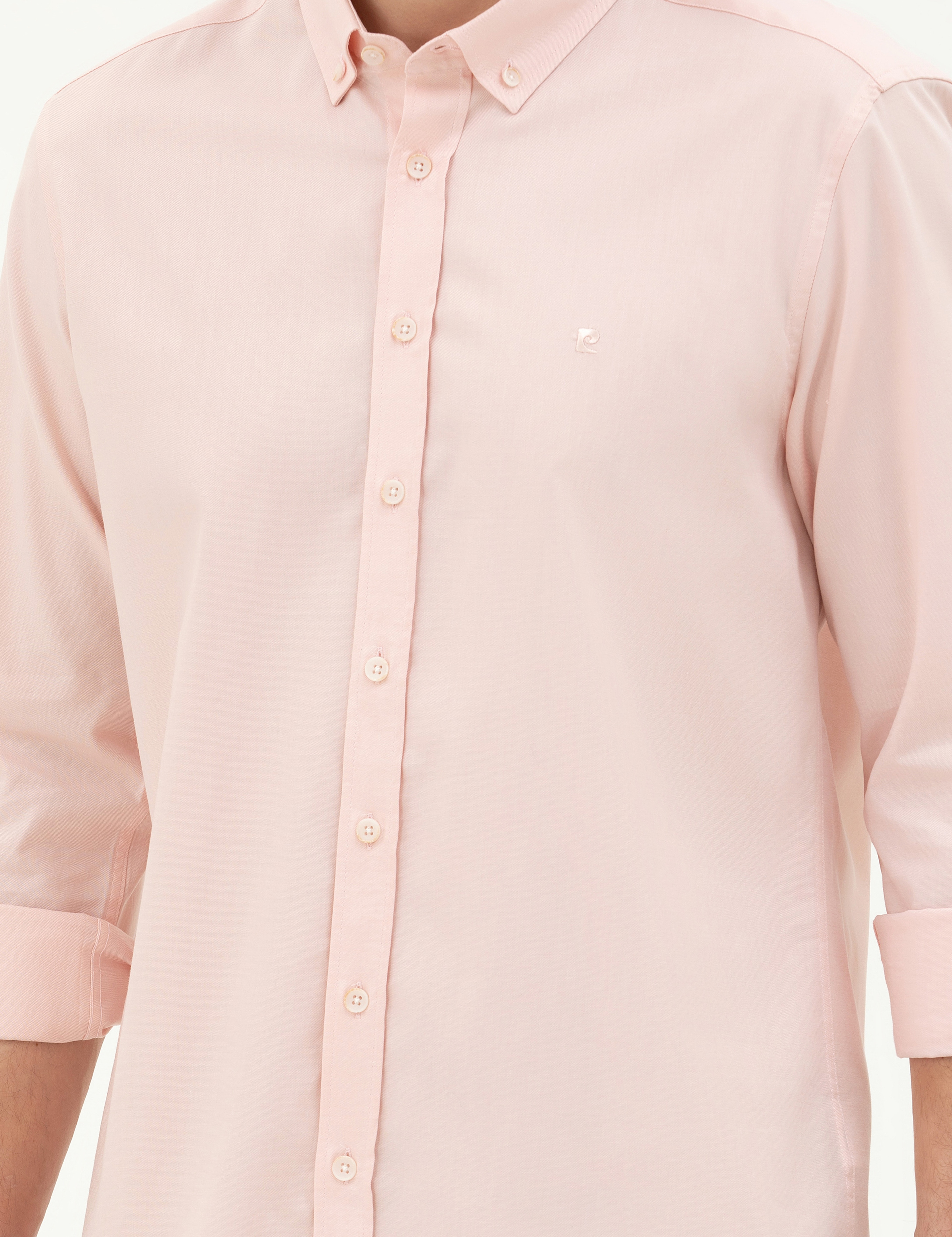 Açık Pembe Slim Fit Uzun Kollu Gömlek