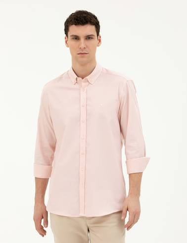 Açık Pembe Slim Fit Uzun Kollu Gömlek
